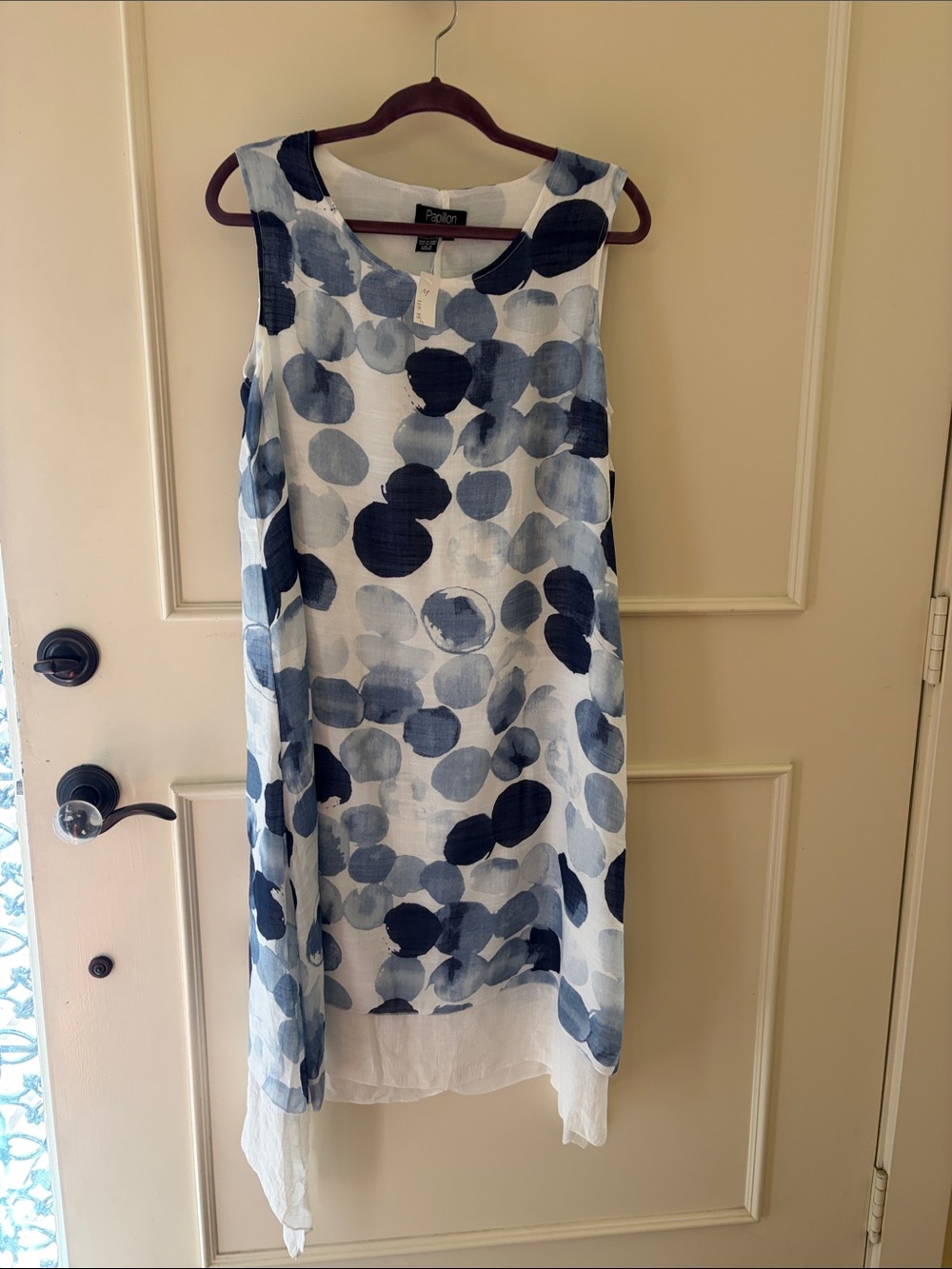 Pendleton Navy and Light Blue Polka Dot Linen Shift Dress